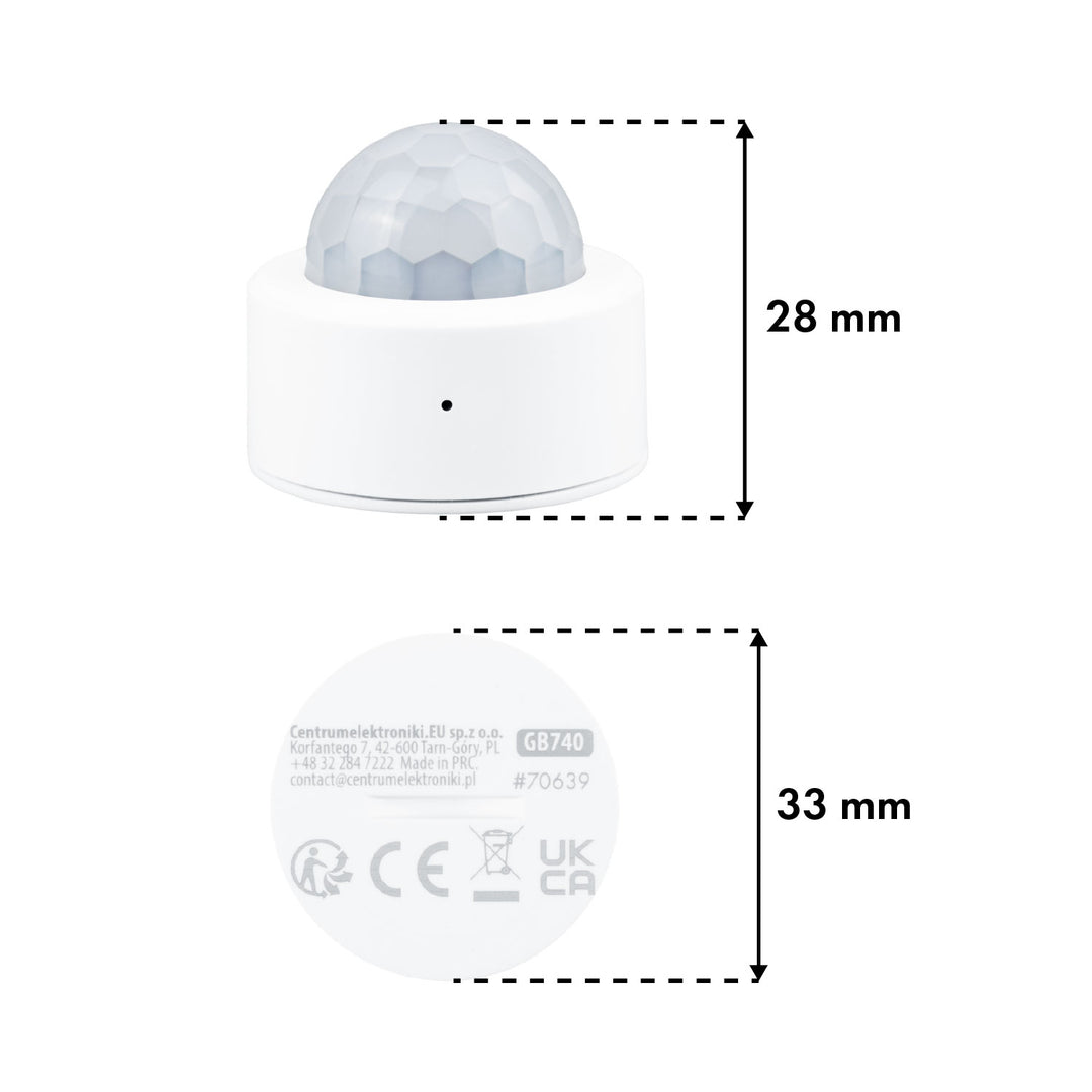 Draadloze Zigbee-bewegingssensor van Tuya GreenBlue, Android/iOS, CR2450 DC 3,0 V, detectiehoek 120° / tot 8 m, GB740