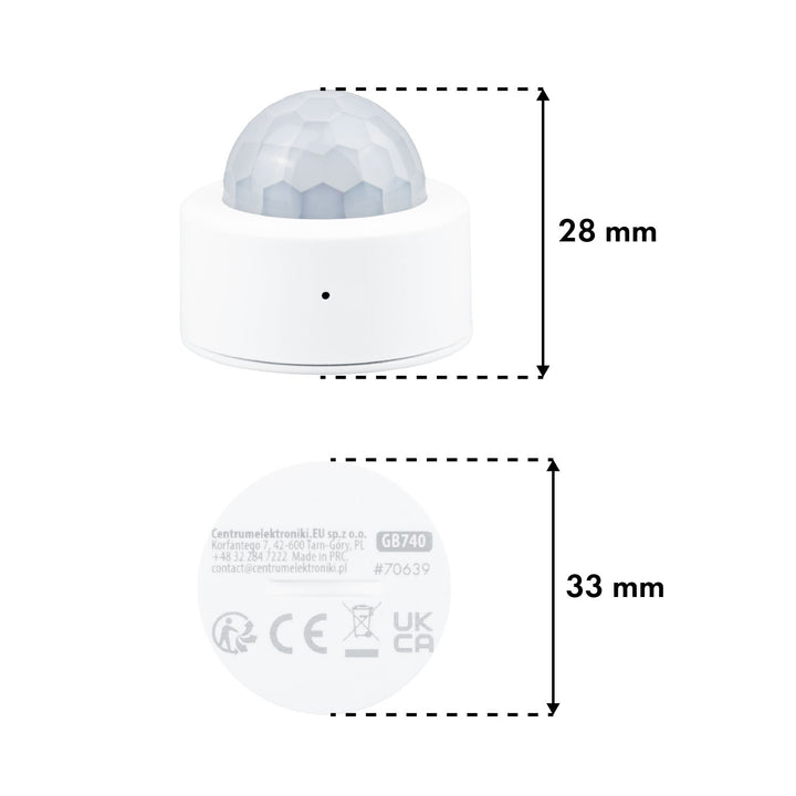 Draadloze Zigbee-bewegingssensor van Tuya GreenBlue, Android/iOS, CR2450 DC 3,0 V, detectiehoek 120° / tot 8 m, GB740