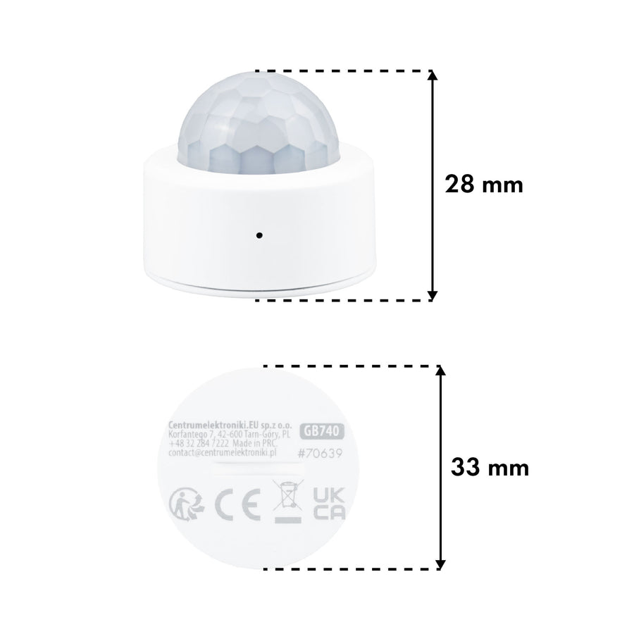 Draadloze Zigbee-bewegingssensor van Tuya GreenBlue, Android/iOS, CR2450 DC 3,0 V, detectiehoek 120° / tot 8 m, GB740