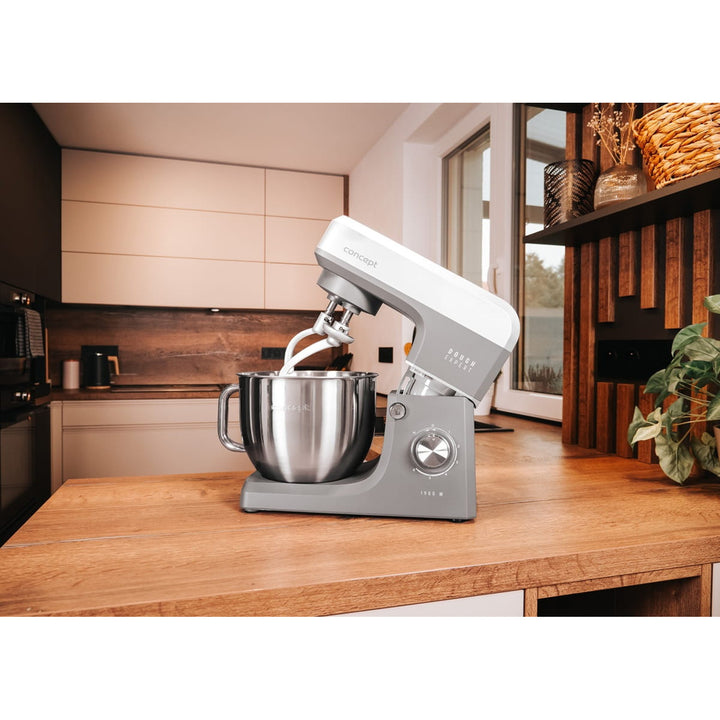 Concept Dough Expert keukenrobot met planeetarm, vermogen 1900 W, dubbele deeghaak, verwarmingsfunctie voor de kom, 6 verschillende snelheden, RM6010