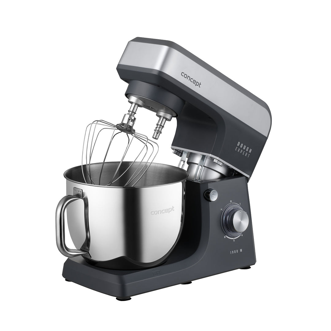 Concept Dough Expert keukenrobot met planeetarm, vermogen 1900 W, dubbele deeghaak, verwarmingsfunctie voor de kom, 6 verschillende snelheden, RM6010
