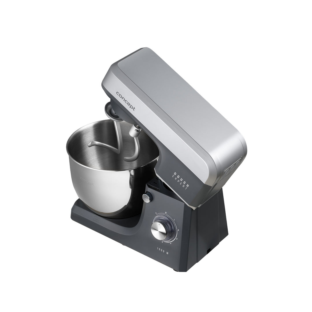 Concept Dough Expert keukenrobot met planeetarm, vermogen 1900 W, dubbele deeghaak, verwarmingsfunctie voor de kom, 6 verschillende snelheden, RM6010