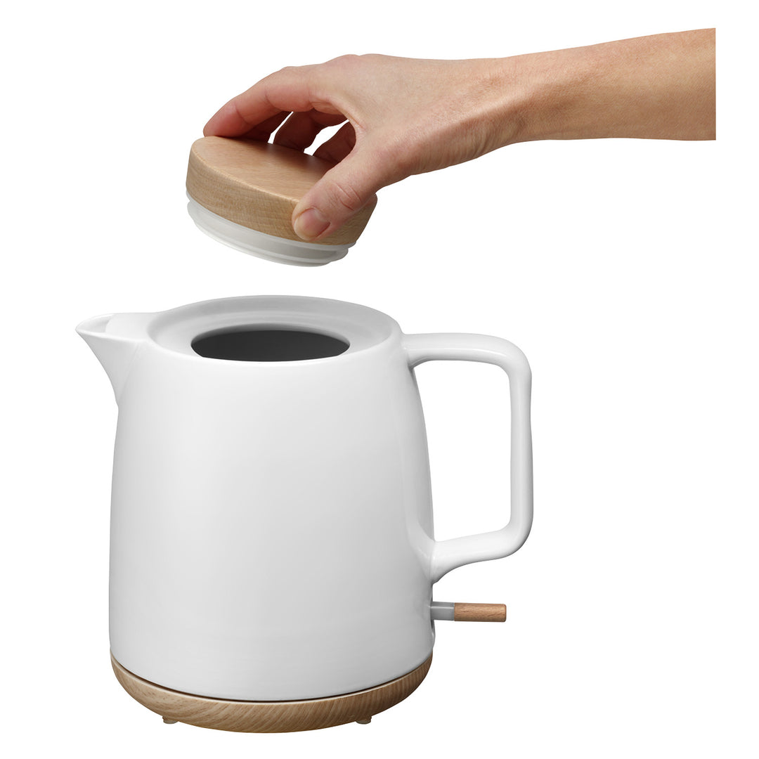 Concept keramische waterkoker, inhoud 1 liter, 1200 W, kleur wit, Strix-aansluiting, antikalkfilter, draaibare voet, RK0085