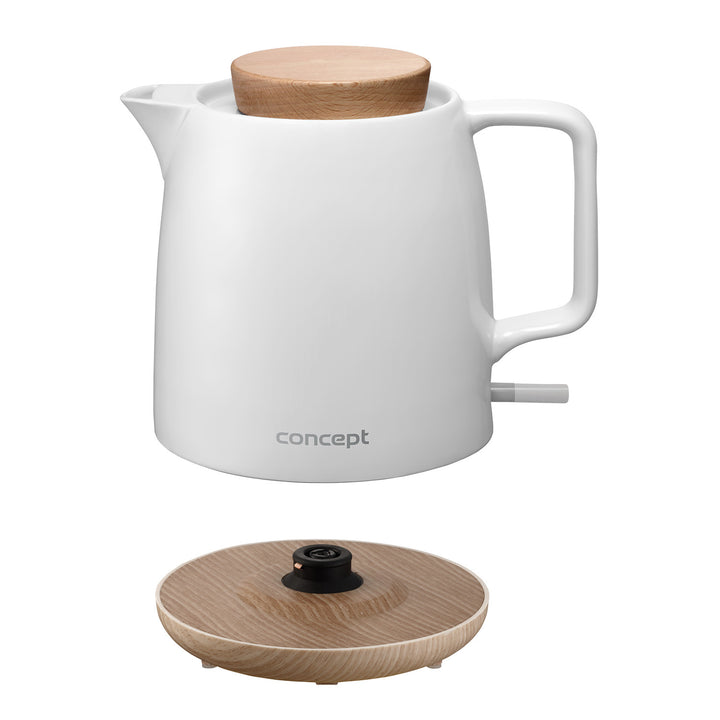 Concept keramische waterkoker, inhoud 1 liter, 1200 W, kleur wit, Strix-aansluiting, antikalkfilter, draaibare voet, RK0085