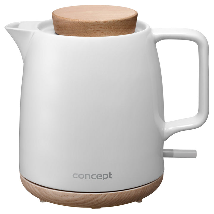 Concept keramische waterkoker, inhoud 1 liter, 1200 W, kleur wit, Strix-aansluiting, antikalkfilter, draaibare voet, RK0085