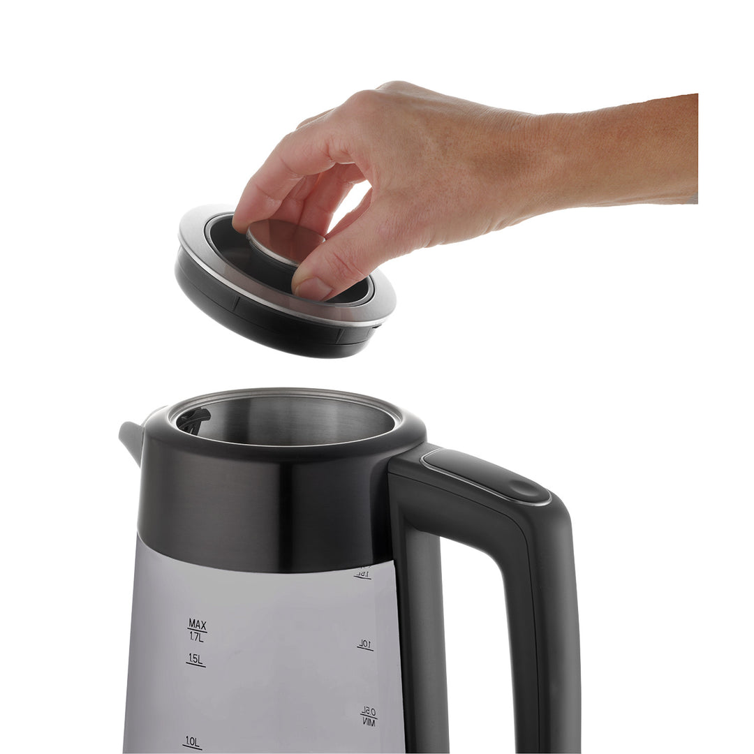 Concept glazen waterkoker, inhoud 1,7 l, vermogen 1850-2200 W, kleur zwart, Strix-aansluiting, temperatuurregeling, digitale bediening, RK4195