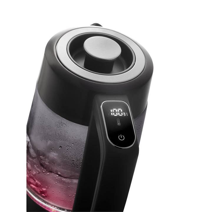 Concept glazen waterkoker, inhoud 1,7 l, vermogen 1850-2200 W, kleur zwart, Strix-aansluiting, temperatuurregeling, digitale bediening, RK4195