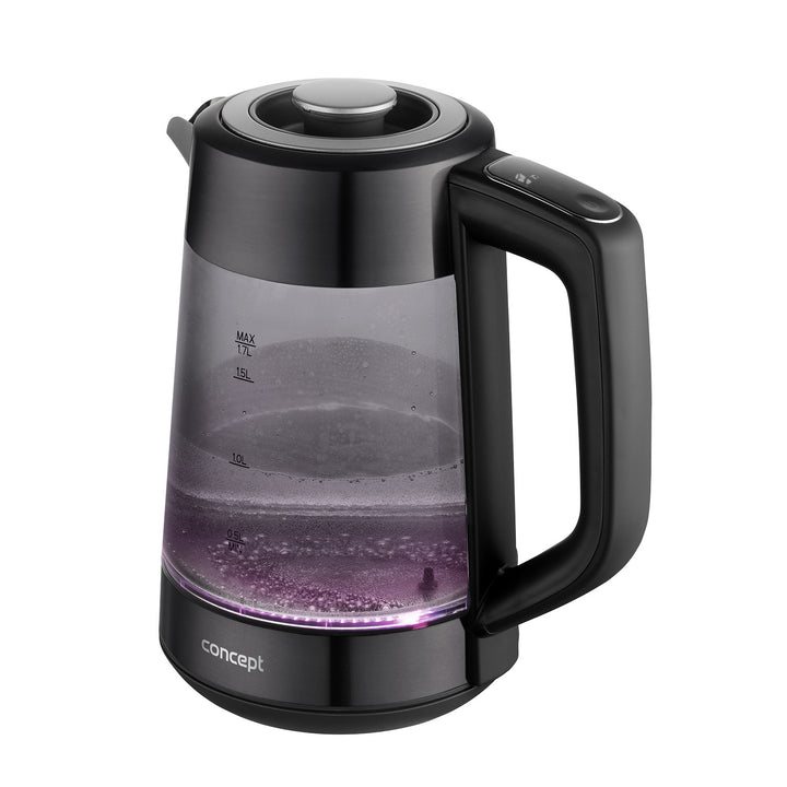 Concept glazen waterkoker, inhoud 1,7 l, vermogen 1850-2200 W, kleur zwart, Strix-aansluiting, temperatuurregeling, digitale bediening, RK4195