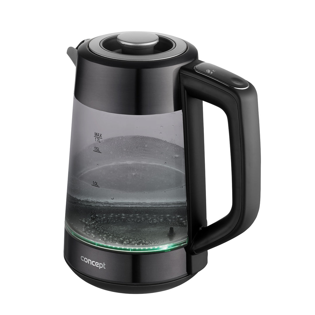 Concept glazen waterkoker, inhoud 1,7 l, vermogen 1850-2200 W, kleur zwart, Strix-aansluiting, temperatuurregeling, digitale bediening, RK4195