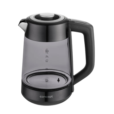 Concept glazen waterkoker, inhoud 1,7 l, vermogen 1850-2200 W, kleur zwart, Strix-aansluiting, temperatuurregeling, digitale bediening, RK4195
