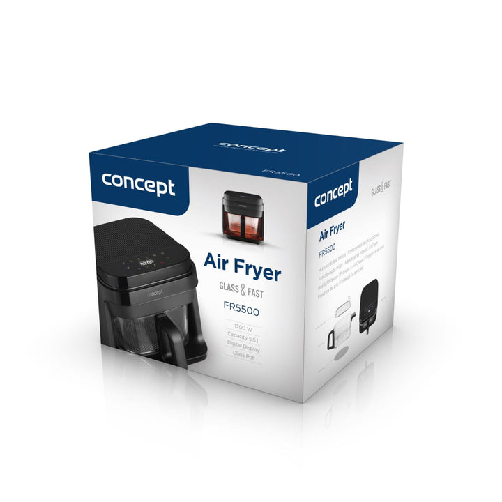 Concept Glass&Fast vetvrije friteuse, inhoud 5,5 l, 7 programma's, LED-touchscreen, gezonde frituurmodus, glazen bak, FR5500