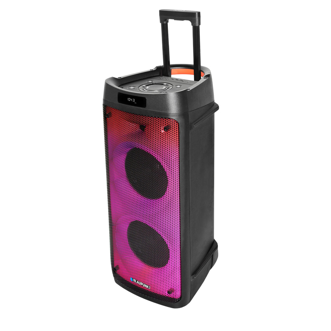 Blaupunkt Party Box-luidspreker, ledverlichting, Bluetooth, USB en AUX, FM-radio, karaokefunctie, afstandsbediening, PB08DB