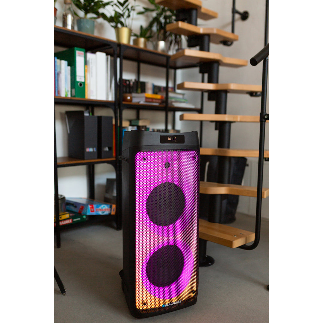 Blaupunkt Party Box-luidspreker, ledverlichting, Bluetooth, USB en AUX, FM-radio, karaokefunctie, afstandsbediening, PB08DB