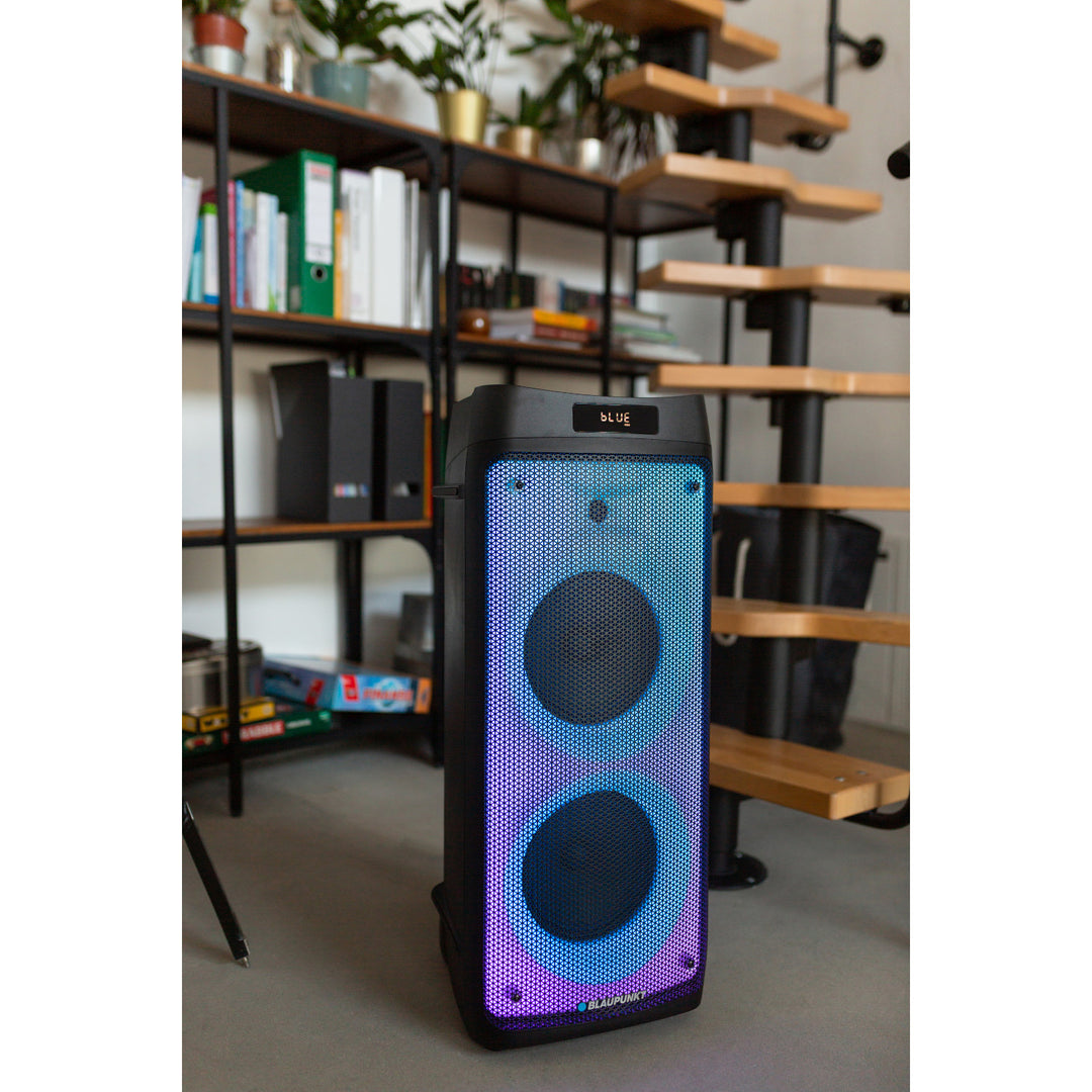 Blaupunkt Party Box-luidspreker, ledverlichting, Bluetooth, USB en AUX, FM-radio, karaokefunctie, afstandsbediening, PB08DB