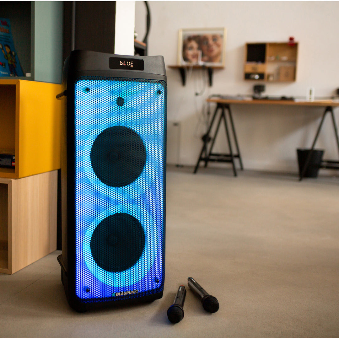 Blaupunkt Party Box-luidspreker, ledverlichting, Bluetooth, USB en AUX, FM-radio, karaokefunctie, afstandsbediening, PB08DB