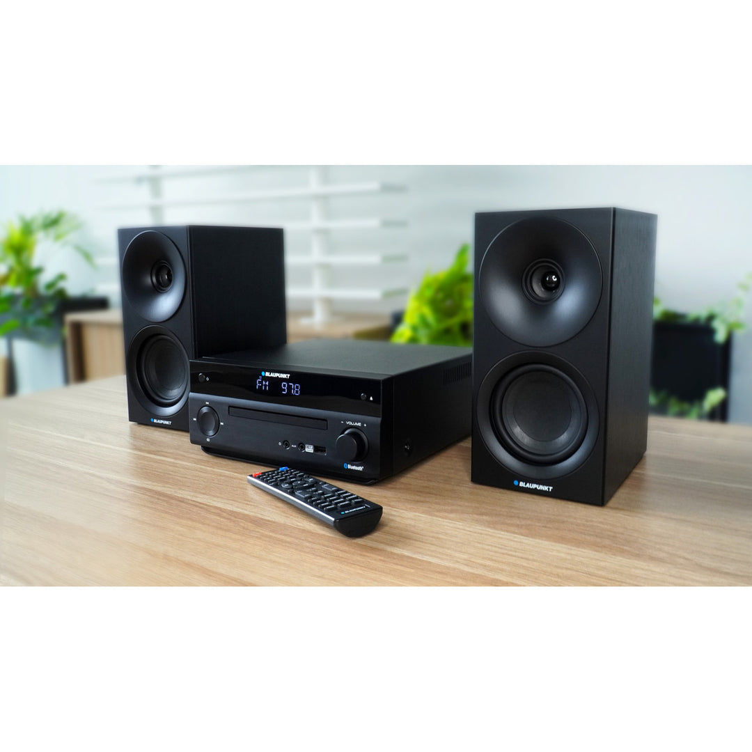 Blaupunkt microtoren, vermogen 150 W, FM-radio, AUX-aansluiting en USB-aansluiting, Bluetooth, HDMI-ingang, wekker, LED-display, kleur zwart, MS30.02BT