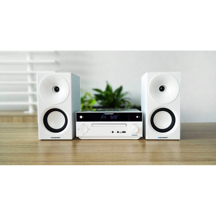 Blaupunkt microtoren, vermogen 150 W, FM-radio, AUX-aansluiting en USB-aansluiting, Bluetooth, HDMI-ingang, wekker, LED-display, kleur wit, MS30.02BT