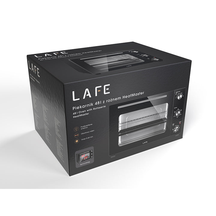 Lafe elektrische oven, inhoud 48 l, vermogen 1800 W, hetelucht, HeatMaster