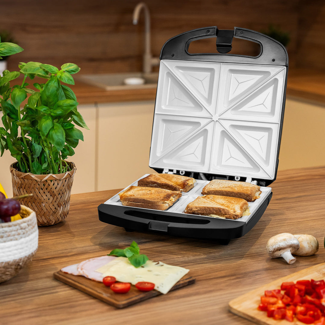 Teesa sandwichmaker, keramische elementen, voor 4 sandwiches, maximaal vermogen 1500 W, TSA3229B