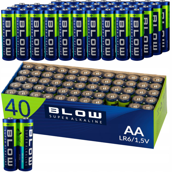 Alkaline AA-batterijen Blow, LR6, spanning 1,5 V, set van 40 stuks