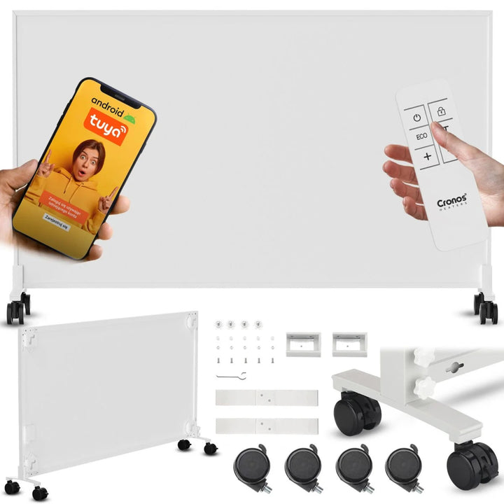 Cronos infraroodverwarming, 800 W, ideaal voor mensen met allergieën, mat oppervlak, ultradun, ingebouwde thermostaat en bediening via telefoon of afstandsbediening, Carbon P800 TWP