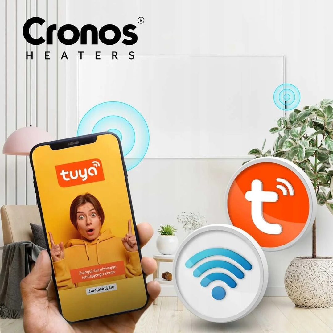 Cronos infraroodverwarming, 800 W, ideaal voor mensen met allergieën, mat oppervlak, ultradun, ingebouwde thermostaat en bediening via telefoon of afstandsbediening, Carbon P800 TWP