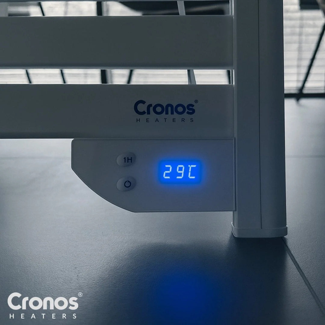 Cronos elektrische badkamerradiator, vermogen 500 W, verwarmt een ruimte tot 6 m², LCD-display, AUTO-functie, TIMER en functie voor het detecteren van open ramen, TW-500