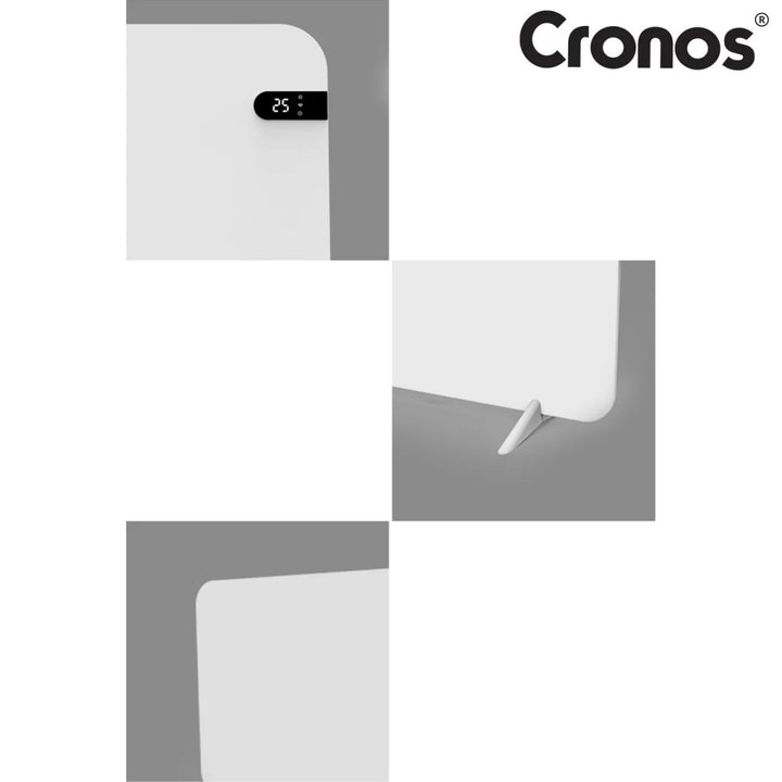 Cronos elektrische radiator, kleur wit, vermogen 450 W, verwarming van ruimtes tot 14 m², ingebouwde thermostaat, bediening met afstandsbediening, functie voor het detecteren van open ramen, voetjes meegeleverd, WFH-450TW