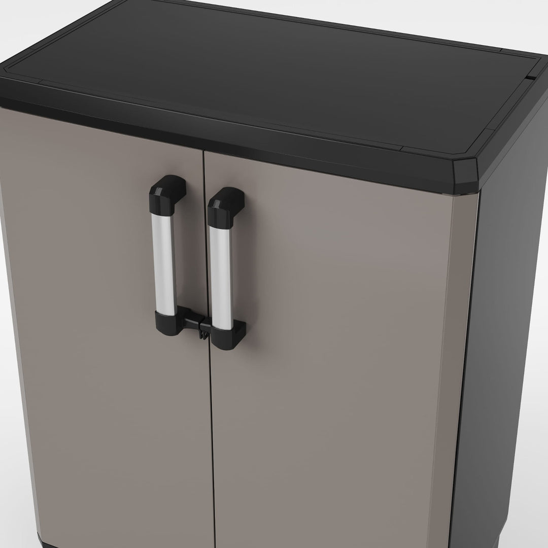Lage kast Keter, verstelbare planken, versterkte constructie, kleur: grijs/zwart, Pro