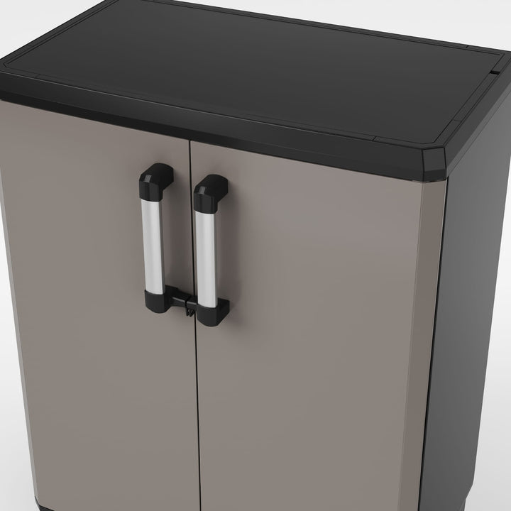 Lage kast Keter, verstelbare planken, versterkte constructie, kleur: grijs/zwart, Pro
