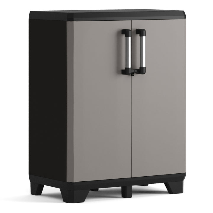 Lage kast Keter, verstelbare planken, versterkte constructie, kleur: grijs/zwart, Pro