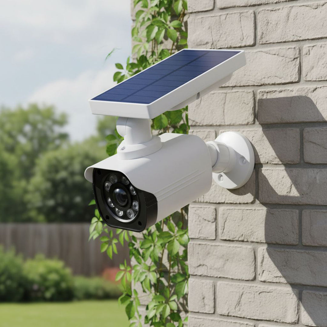 Solar camera-imitatie, knipperende LED, bewegingssensor, LED-verlichting, gratis sticker, SOL1800S, 2 stuks
