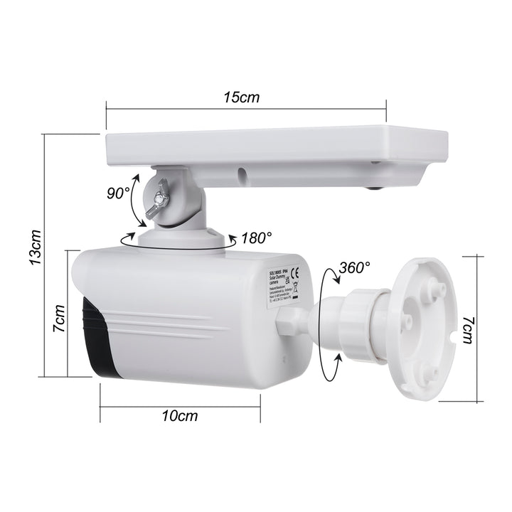 Solar camera-imitatie, knipperende LED, bewegingssensor, LED-verlichting, gratis sticker, SOL1800S, 4 stuks
