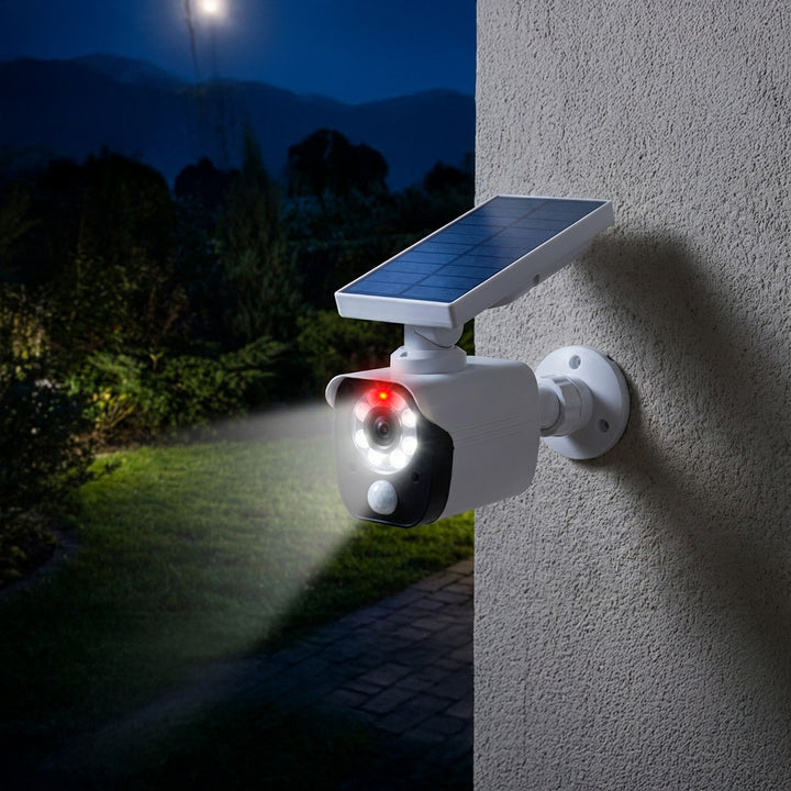 Solar camera-imitatie, knipperende LED, bewegingssensor, LED-verlichting, gratis sticker, SOL1800S, 4 stuks