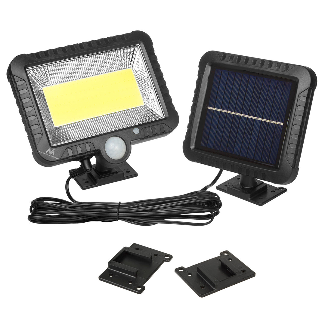 Solar LED-schijnwerper met bewegingssensor Maclean, IP44, 5W, 400lm, 6000K, lithiumbatterij 1300 mAh, 5,5V DC MCE438, 2 stuks