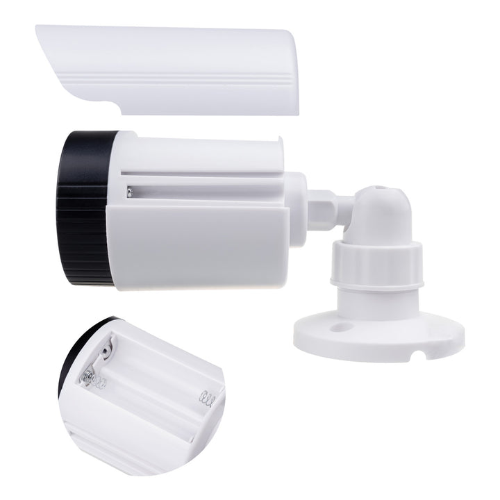 Set van twee dummy-buiskamera's, IR-LED's, wit, voeding 2xAA (meegeleverd), ABS, IR1800 WT