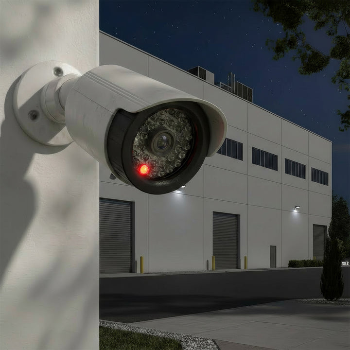 Set van twee dummy-buiskamera's, IR-LED's, wit, voeding 2xAA (meegeleverd), ABS, IR1800 WT