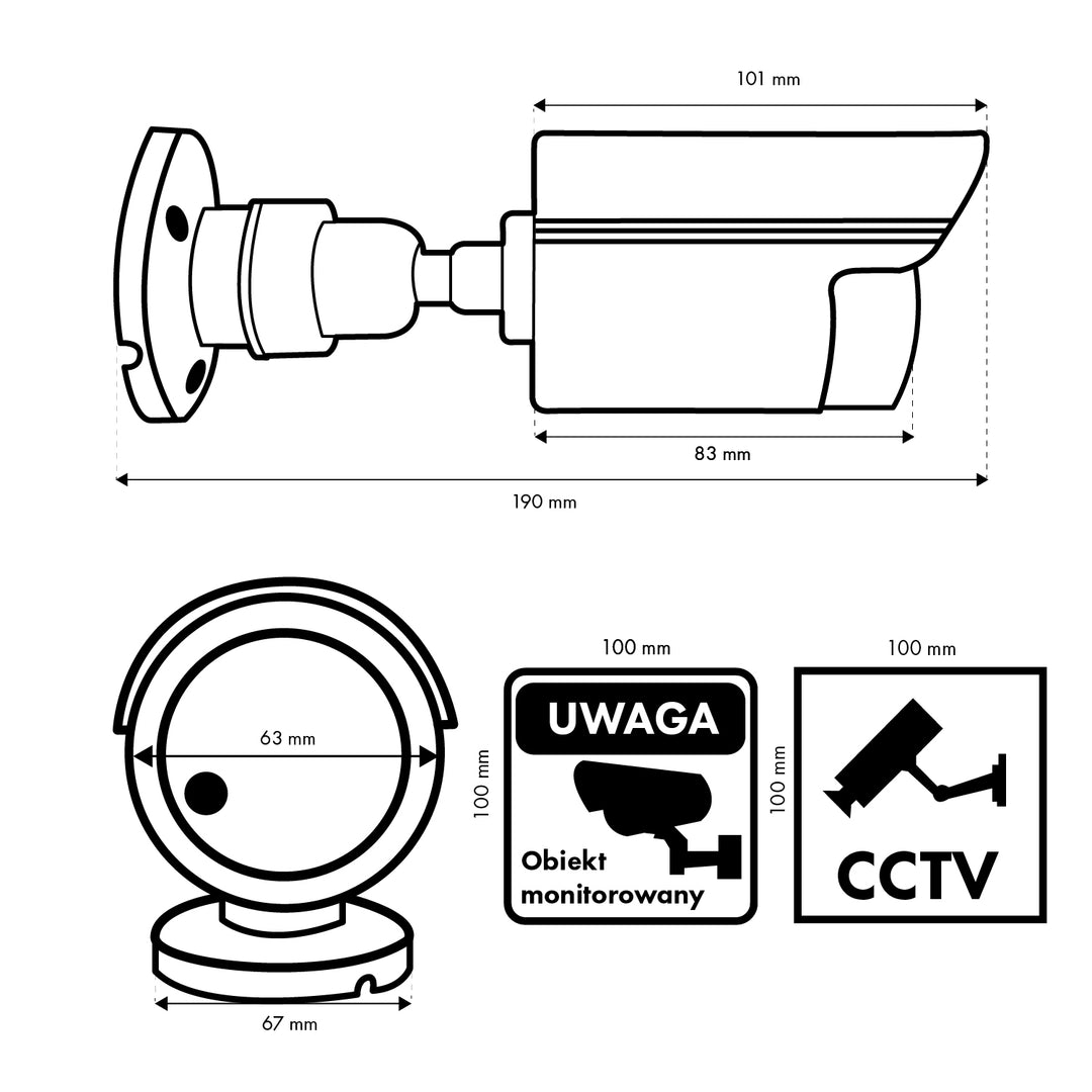 Nep-buisvormige camera, IR-LED's, wit, voeding 2xAA (meegeleverd), ABS, IR1800 W