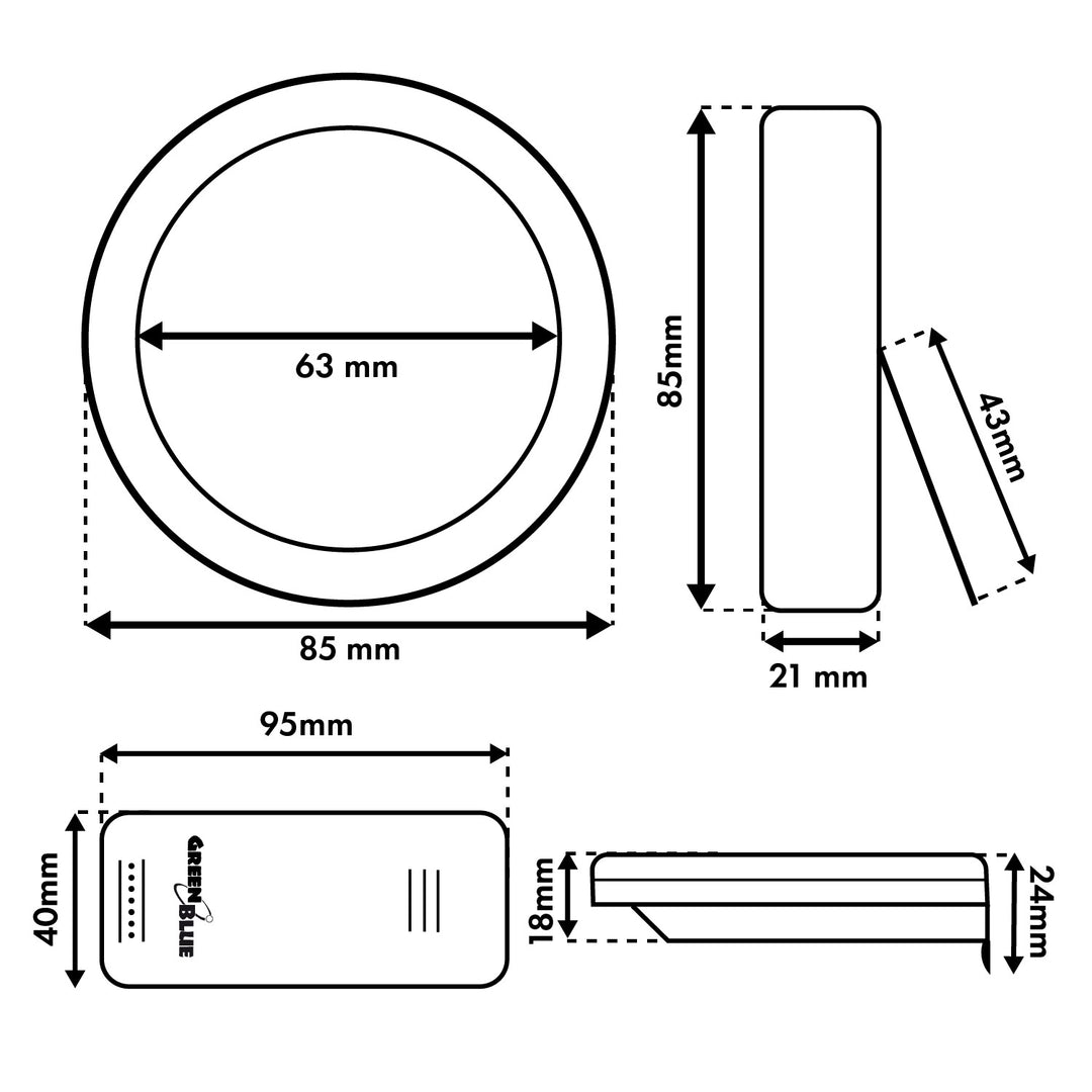GreenBlue draadloze weerstation, temperatuur IN/OUT, klok, keuze tussen °C / °F, bereik tot 60 m, GB162, 4x AAA-batterij
