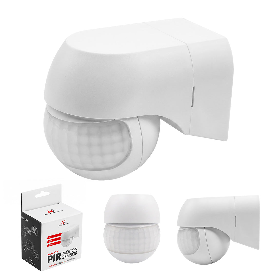 Maclean PIR-bewegingssensor 12-24 V, infrarood, IP44, wit, bereik 12 m, max. belasting 60/120 W, MCE623 W