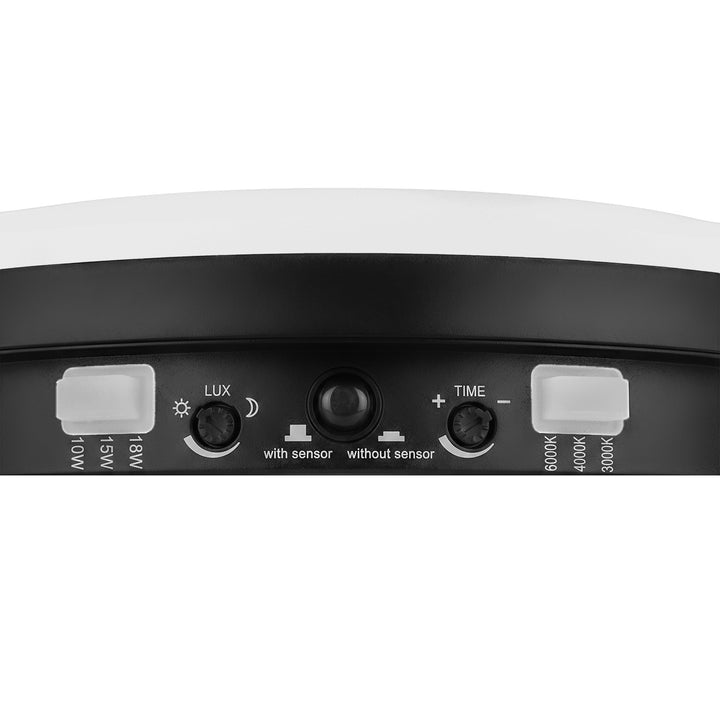 Maclean LED-lamp met bewegingssensor, PIR-sensor, zwart, 10 W/15 W/18 W, IP65, instelbare kleurtemperatuur 3000/4000/6000 K, MCE535 B