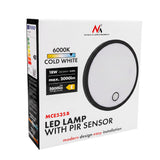 Maclean LED-lamp met bewegingssensor, PIR-sensor, zwart, 10 W/15 W/18 W, IP65, instelbare kleurtemperatuur 3000/4000/6000 K, MCE535 B