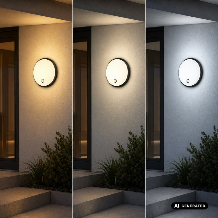 Maclean LED-lamp met bewegingssensor, PIR-sensor, zwart, 10 W/15 W/18 W, IP65, instelbare kleurtemperatuur 3000/4000/6000 K, MCE535 B