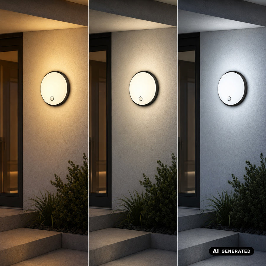 Maclean LED-lamp met bewegingssensor, PIR-sensor, zwart, 10 W/15 W/18 W, IP65, instelbare kleurtemperatuur 3000/4000/6000 K, MCE535 B