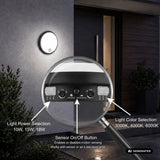 Maclean LED-lamp met bewegingssensor, PIR-sensor, zwart, 10 W/15 W/18 W, IP65, instelbare kleurtemperatuur 3000/4000/6000 K, MCE535 B