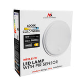 Maclean LED-lamp met bewegingssensor, PIR-sensor, wit, 10 W/15 W/18 W, IP65, instelbare kleurtemperatuur 3000/4000/6000 K, MCE535 W