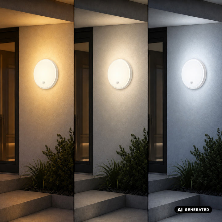 Maclean LED-lamp met bewegingssensor, PIR-sensor, wit, 10 W/15 W/18 W, IP65, instelbare kleurtemperatuur 3000/4000/6000 K, MCE535 W