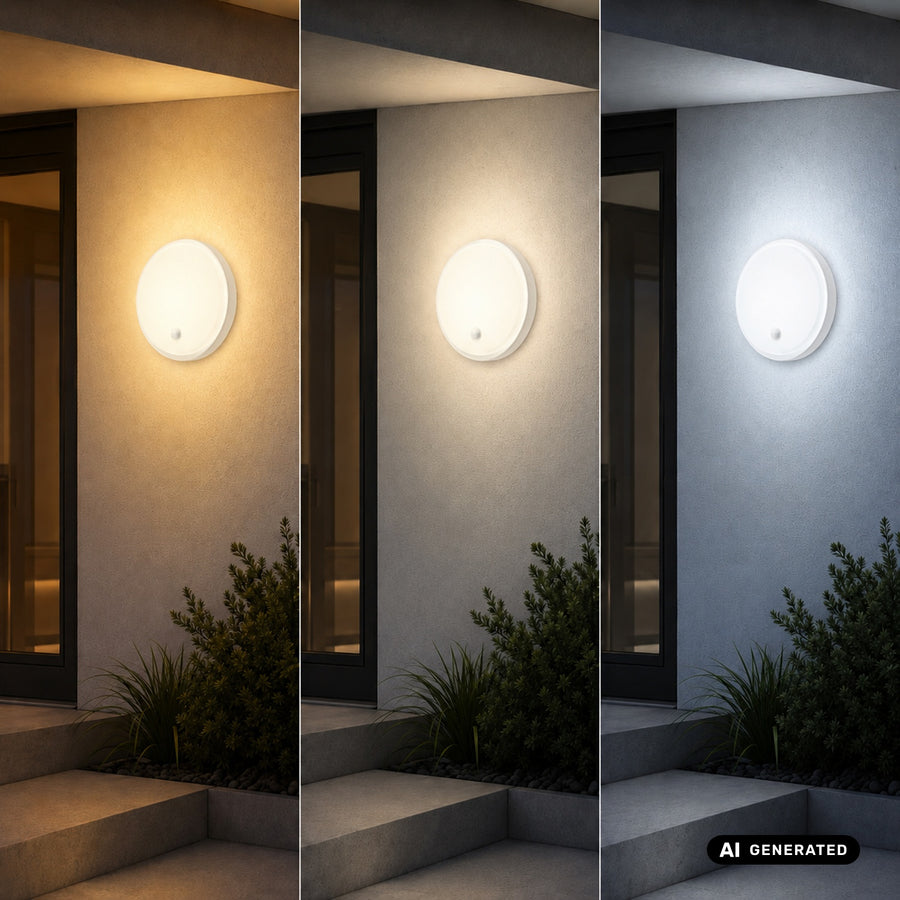 Maclean LED-lamp met bewegingssensor, PIR-sensor, wit, 10 W/15 W/18 W, IP65, instelbare kleurtemperatuur 3000/4000/6000 K, MCE535 W