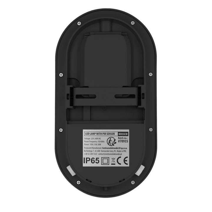 Maclean LED-lamp met bewegingssensor, PIR-sensor, zwart, 10 W/15 W/18 W, IP65, instelbare kleurtemperatuur 3000/4000/6000 K, MCE534 B