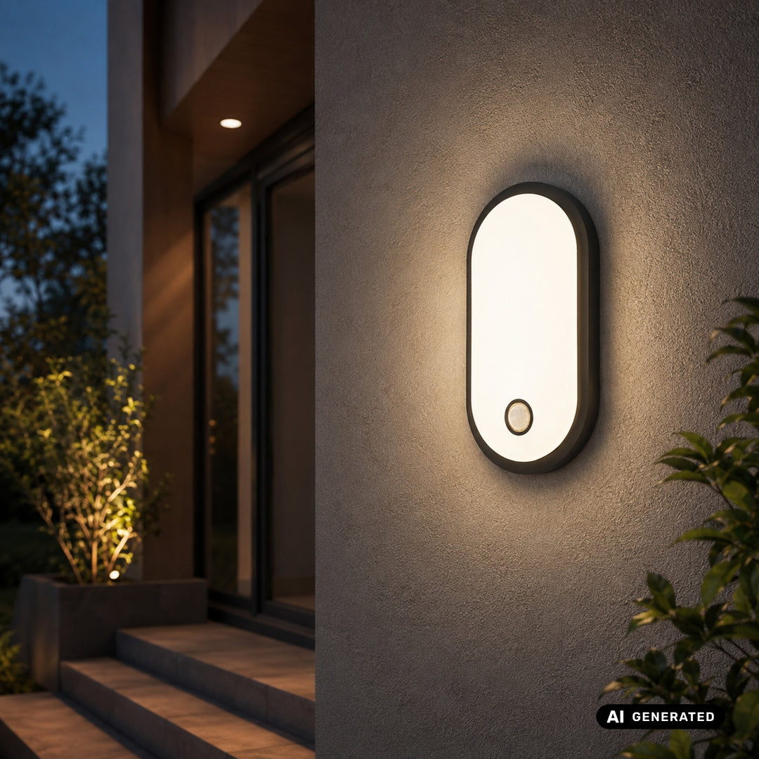 Maclean LED-lamp met bewegingssensor, PIR-sensor, zwart, 10 W/15 W/18 W, IP65, instelbare kleurtemperatuur 3000/4000/6000 K, MCE534 B